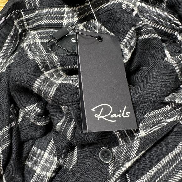 Rails NWT Hunter Button Front in Ash Cream Grey Plaid Size XS Long Sleeve Top - Picture 5 of 9